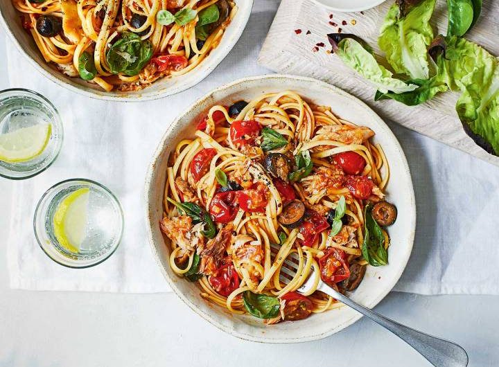 MACKERAL, CHERRY TOMATO & OLIVE PASTA